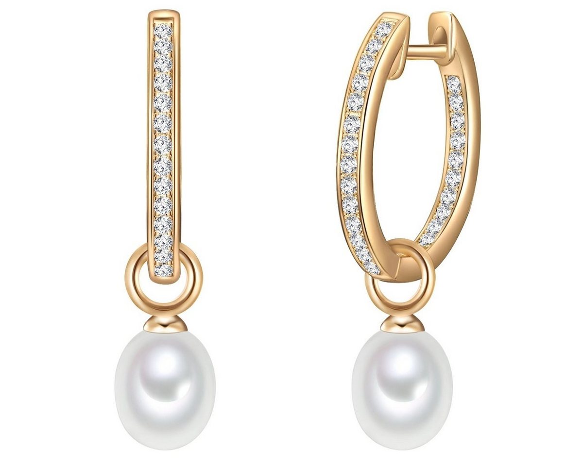 Valero Pearls Paar Creolen gelbgold, mit Zirkonia