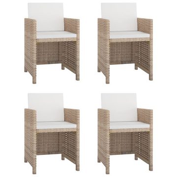 vidaXL Garten-Essgruppe 5-tlg. Garten-Essgruppe mit Auflagen Poly Rattan Beige, (5-tlg)