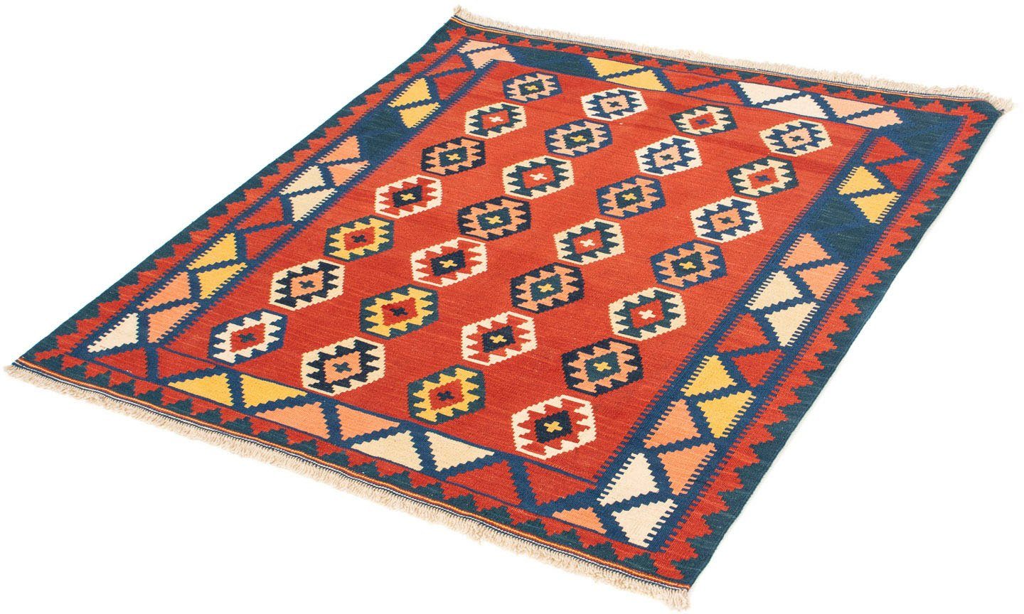 Wollteppich Kelim - Oriental quadratisch - 106 x 99 cm - dunkelrot, morgenland, quadratisch, Höhe: 6 mm, Wohnzimmer, Einzelstück