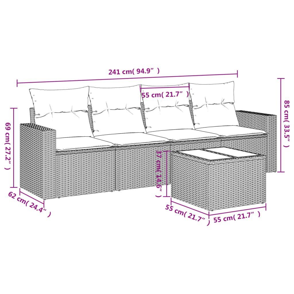 vidaXL Sofaelement 5-tlg. Garten-Sofagarnitur mit Kissen günstig online kaufen