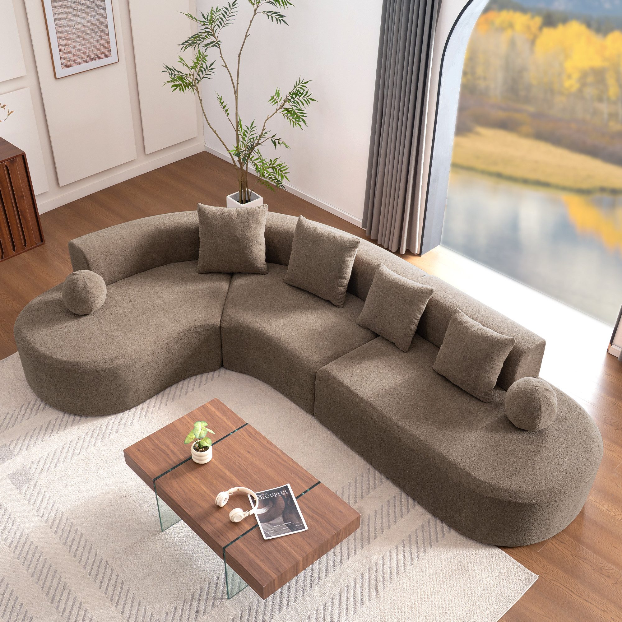 REDOM Ecksofa L-förmiges Sofa,Loungesofa, mit bequemen Kissen 1 Teile
