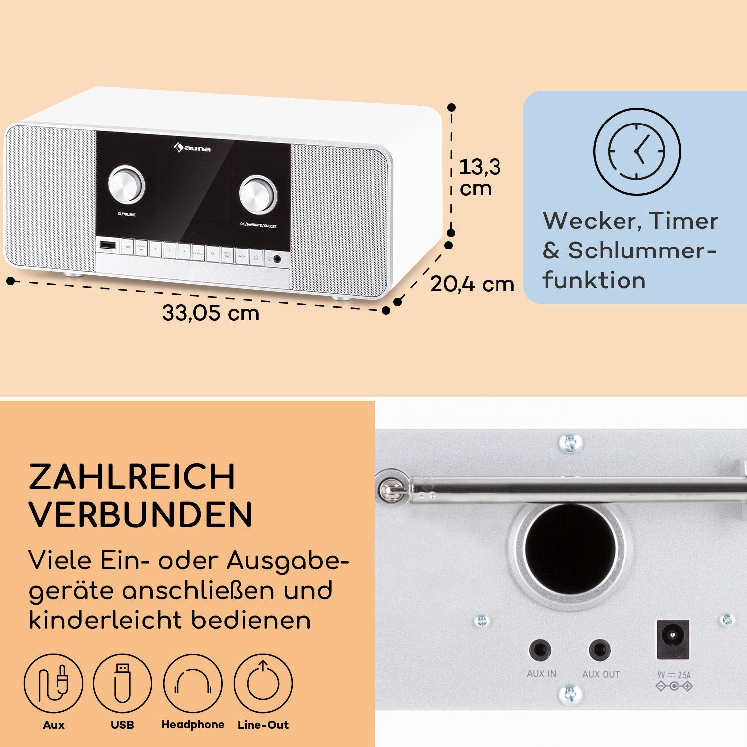 Auna Connect 120 MKII Radio 10 Weiß (DAB+;UKW, W)