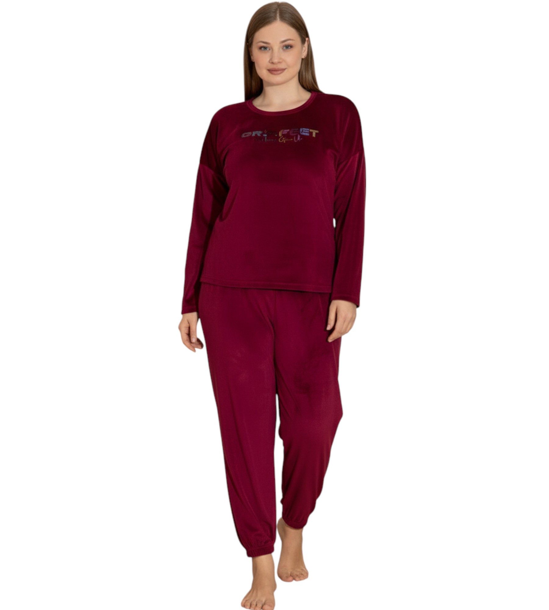 fashionshowcase Schlafanzug Damen Hausanzug aus Samt - Pyjama Set für Herbs günstig online kaufen