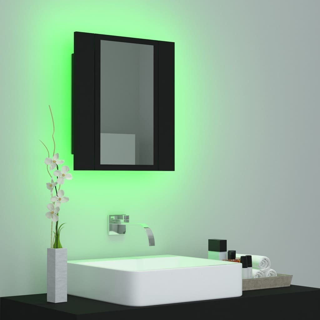 40x12x45 LED-Bad-Spiegelschrank Badezimmerspiegelschrank vidaXL Schwarz cm (1-St) Acryl