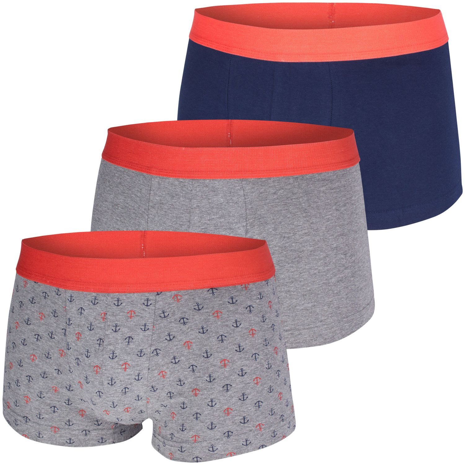 frank fields Boxershorts Graniti mit maritimen Anker Motiv, ohne Eingriff, im 3er Pack
