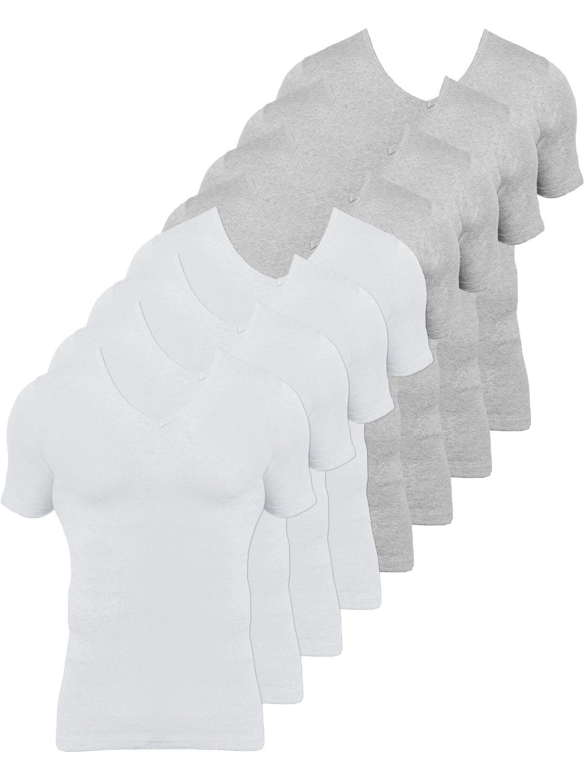 KUMPF Unterziehshirt 8er Sparpack Herren T-Shirt Bio Cotton (Spar-Set, 8-St) hohe Markenqualität weiss steingrau-melange