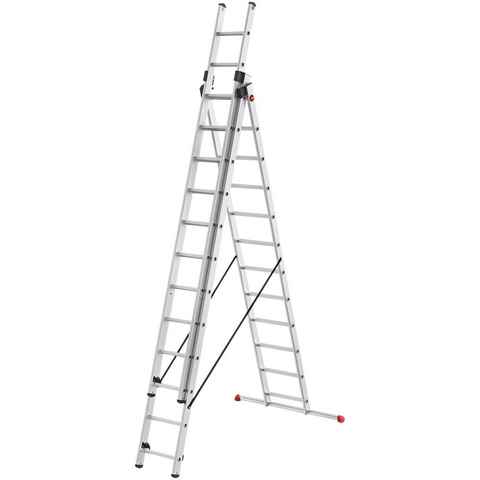 Hailo Vielzweckleiter HobbyStep combi (Set), Aluminium Kombileiter 3-teilig 3x12 Sprossen