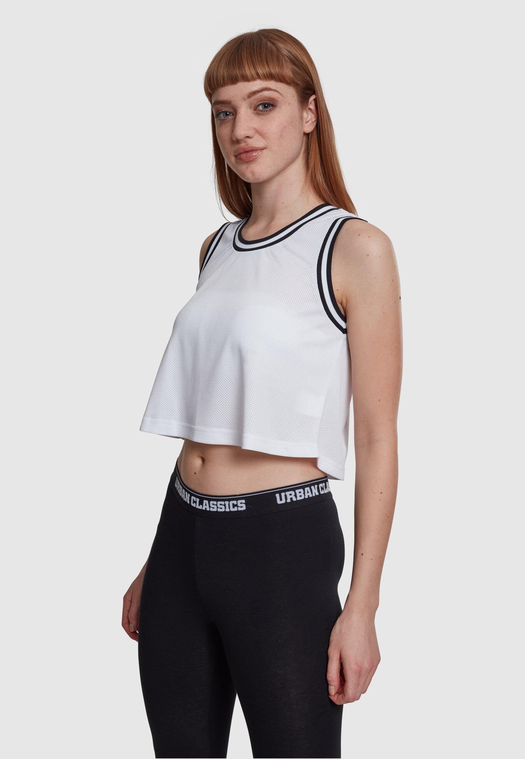 URBAN CLASSICS T-Shirt Damen wht/blk/wht Ladies (1-tlg) Mesh Cropped Top