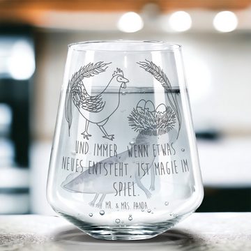 Mr. & Mrs. Panda Glas Huhn Stolz - Transparent - Geschenk, Hoftiere, Henne, Trinkglas mit G, Premium Glas, Hochwertige Gravur