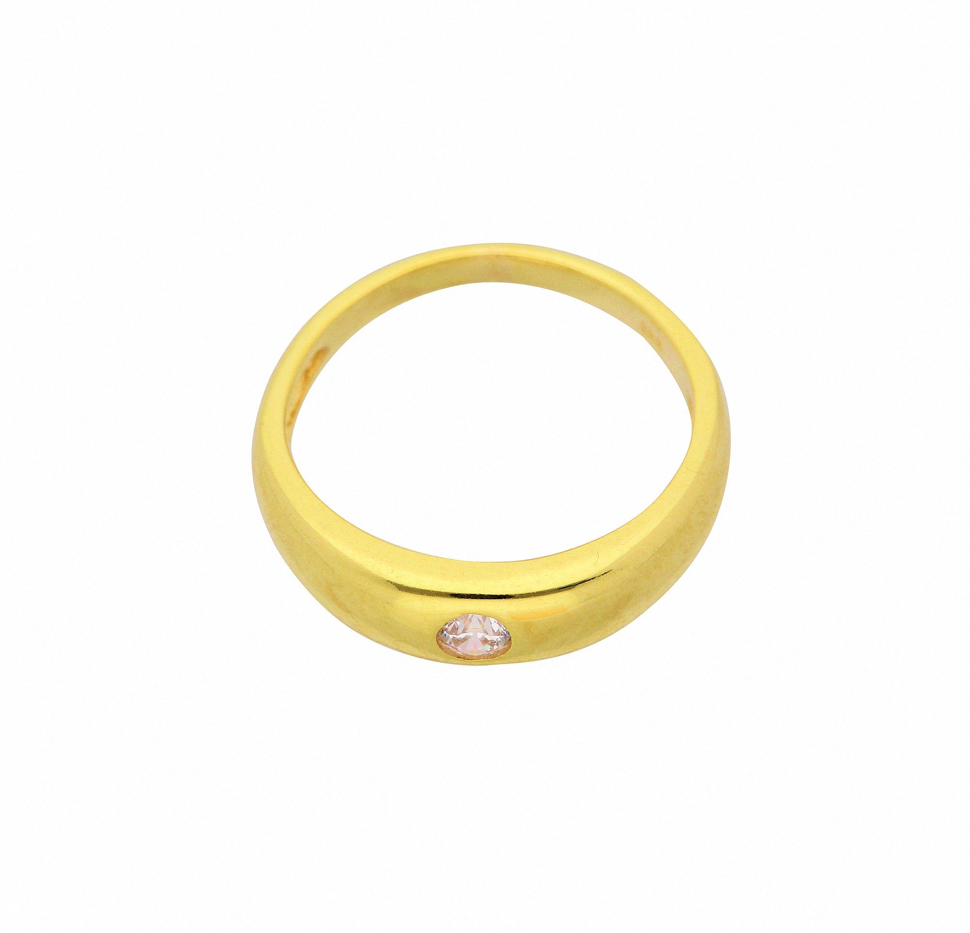 Adelia´s Kette mit Anhänger Damen 585 Gold Anhänger Taufring mit Zirkonia Ø 11,2 mm, Schmuckset - Set mit Halskette