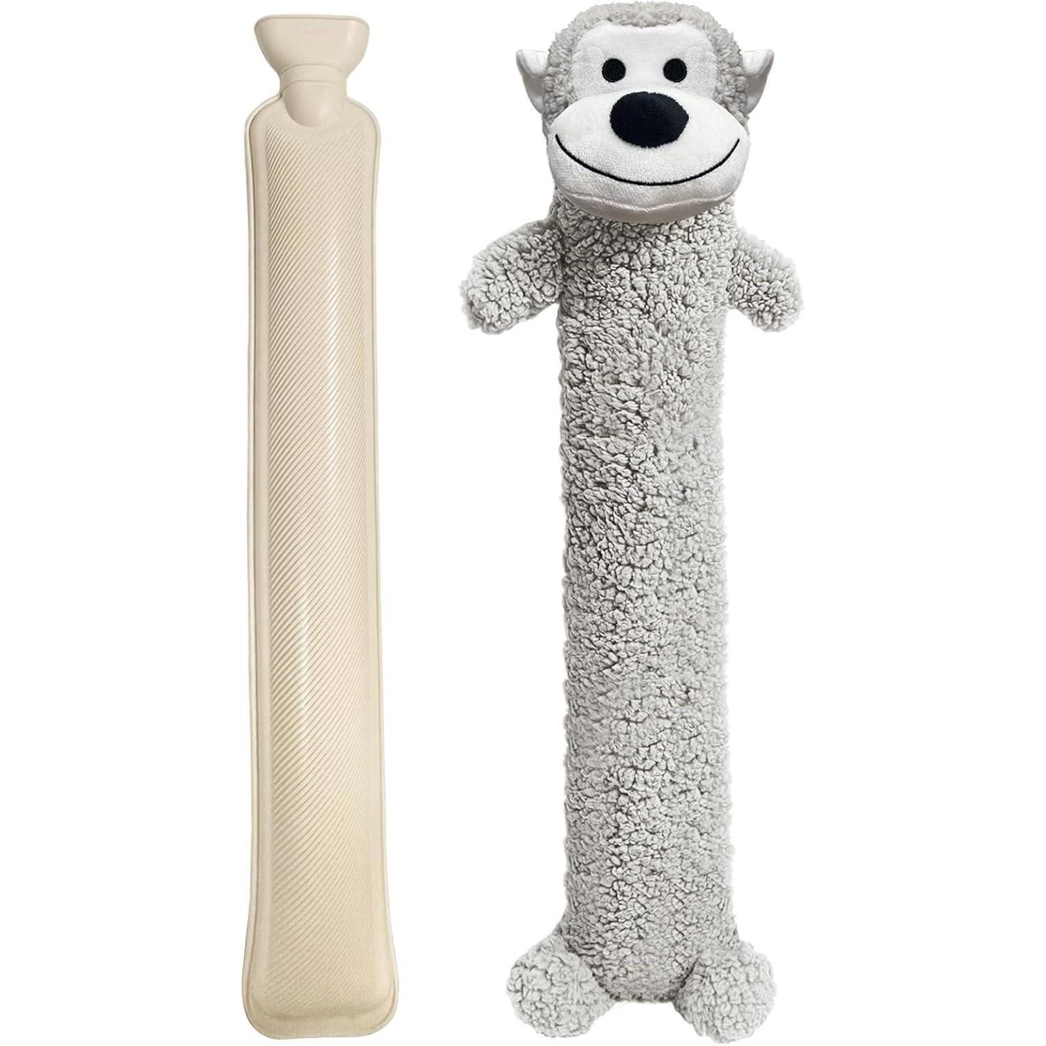 LuxusKollektion Nacken-Wärmflasche Wärmflasche Hund 2L Lang Schlauch Bezug Tier Kinder Groß 80x15cm Affe