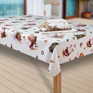 laro Tischdecke Wachstuch-Tischdecken Abwaschbar Weihnachtsmann weiß rechteckig