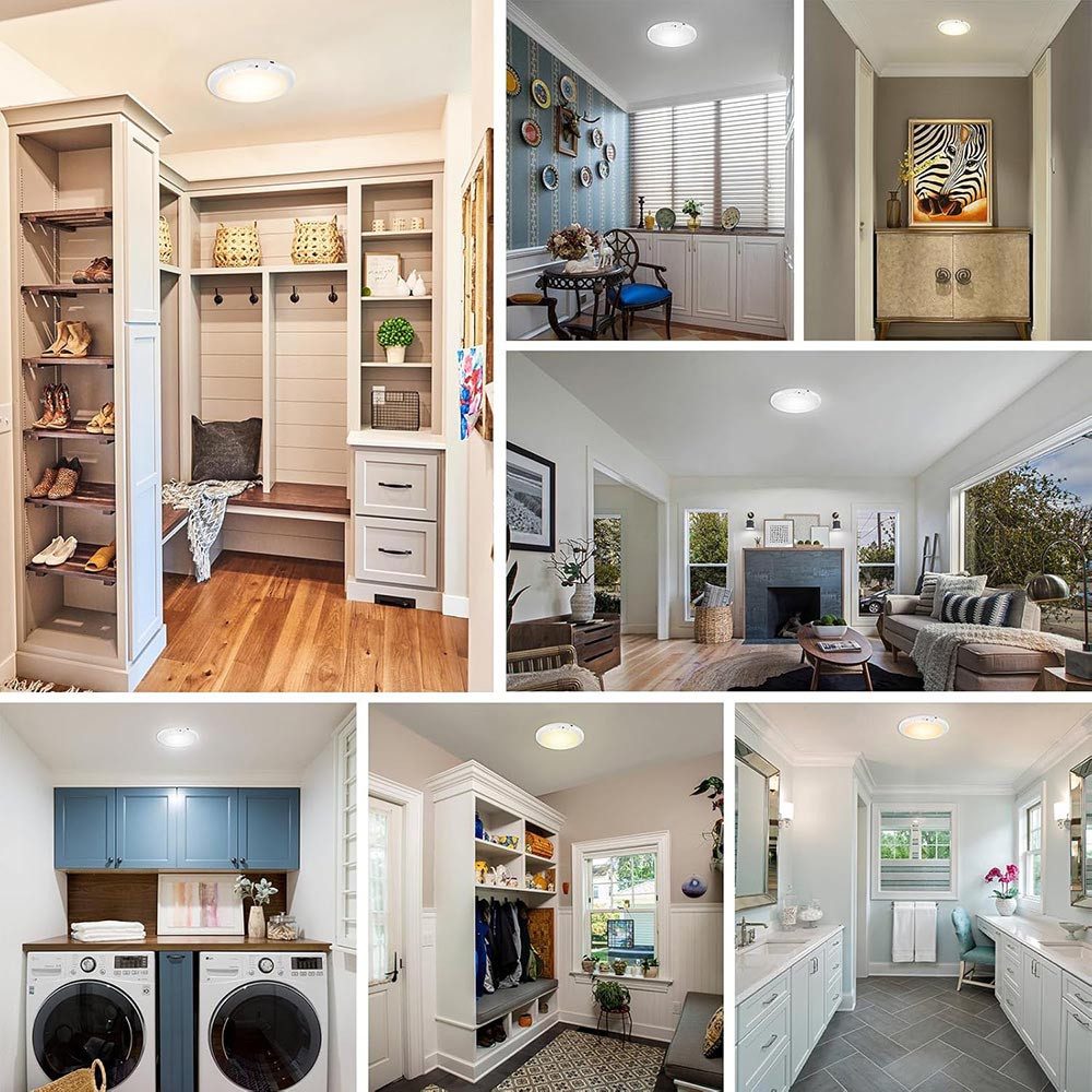 Rosnek LED Deckenleuchte Deckenlampe Innen mit Bewegungsmelder, Wiederaufladbar, Dimmbar, Einteiliges Set, LED fest integriert, USB-Deckenleuchte mit Fernbedienung für Flur, Treppe, Veranda & Garage