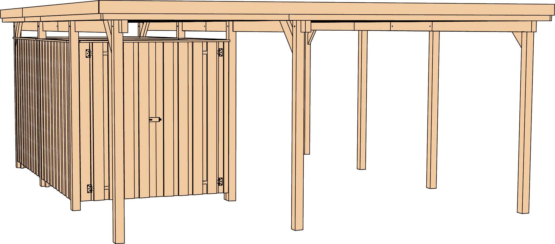 weka Einzelcarport 607 Gr.2, BxT: 512x602 cm, 215 cm Einfahrtshöhe, inkl. XL Geräteraum | Carports