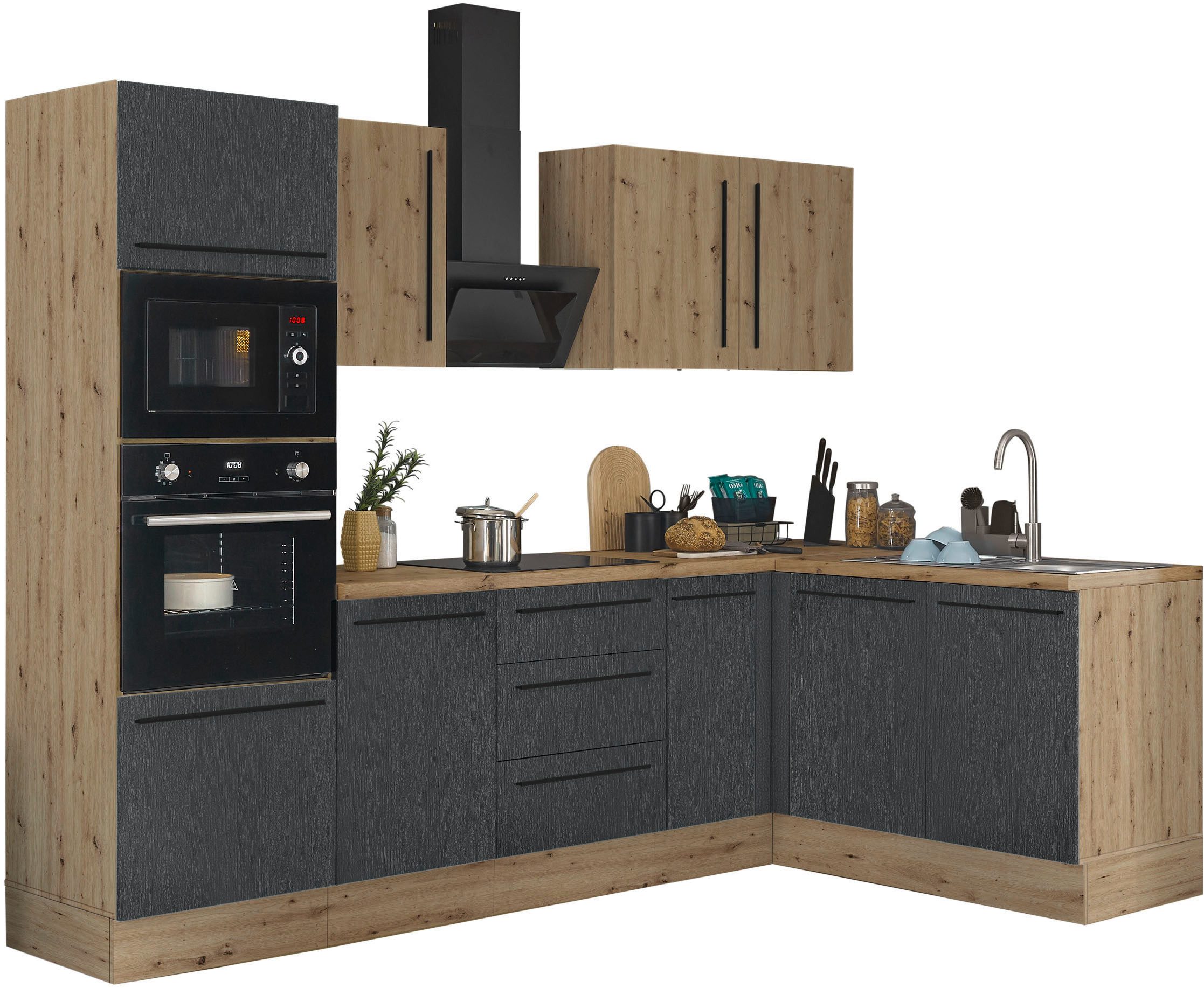 KOCHSTATION Winkelküche Florida, Stellbreite 270x165 cm, wahlweise mit E-Geräten, mit Softclose für Türen und Schubkästen
