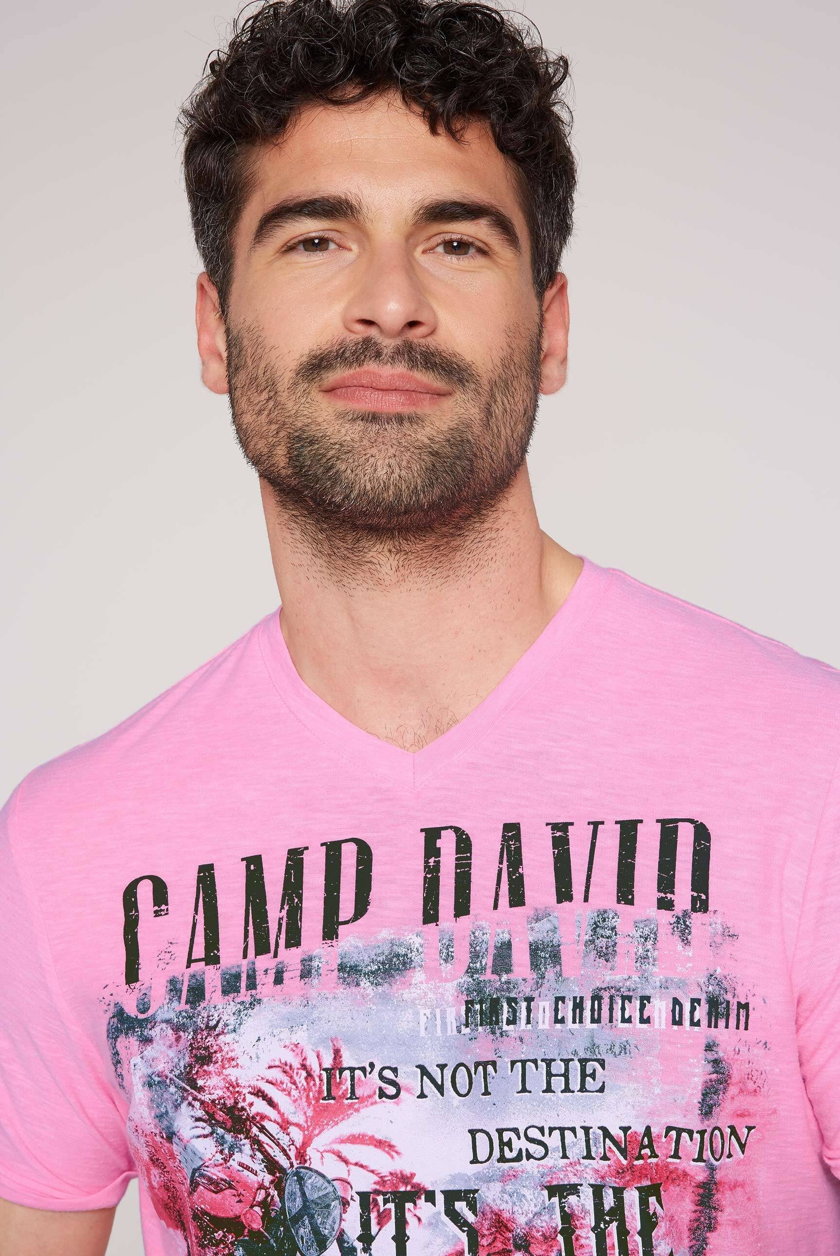 pink DAVID fixierten neon mit Krempelärmeln CAMP V-Shirt