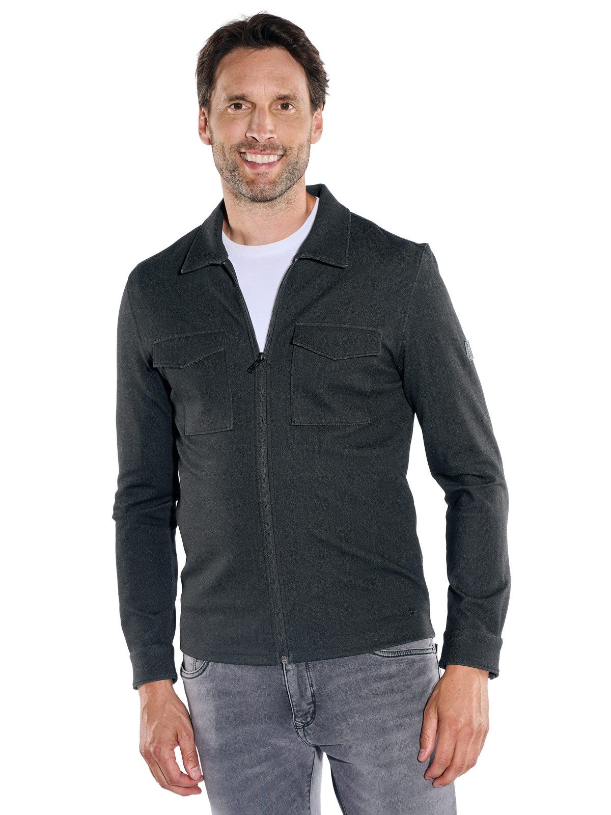Engbers Sweatshirt Herren Overshirt mit Brusttaschen, Anthrazit
