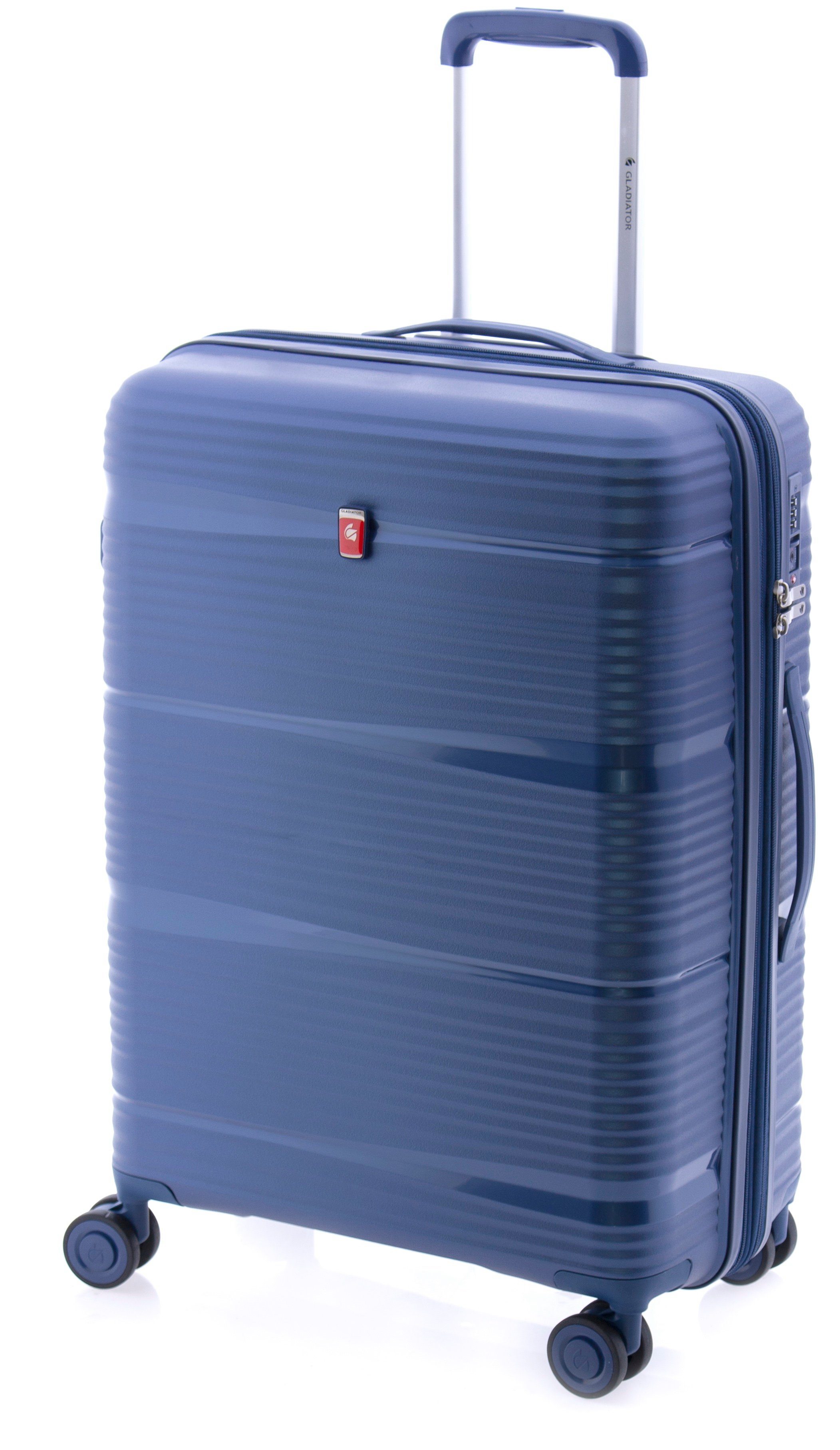 blau, Rollen, XL - Hartschalen-Trolley Polypropylen, Koffer 76 TSA-Schloss, od Dehnfalte, grün 4 GLADIATOR beige cm, schwarz,