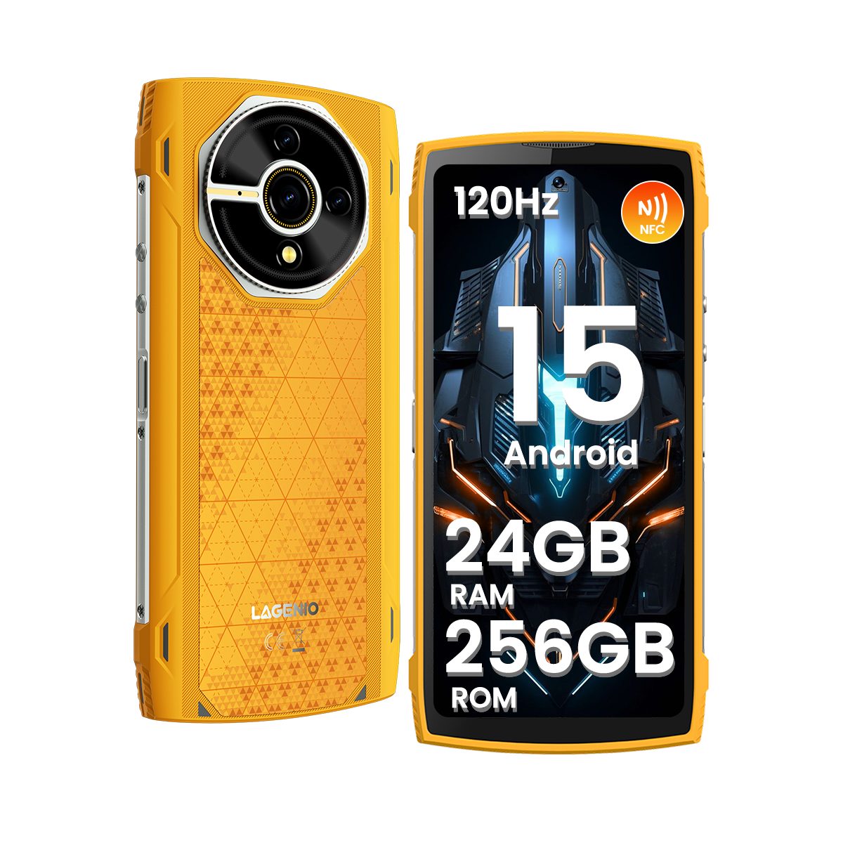 LAGENIO Panther 2 Pro Outdoor Handy Kratzfest Wasserdicht Baustellenhandy OTG Smartphone (50 MP Kamera, IP68, Fallschutz, GPS OTG, 24+256GB, Taschenlampe, Dual SIM, robust)