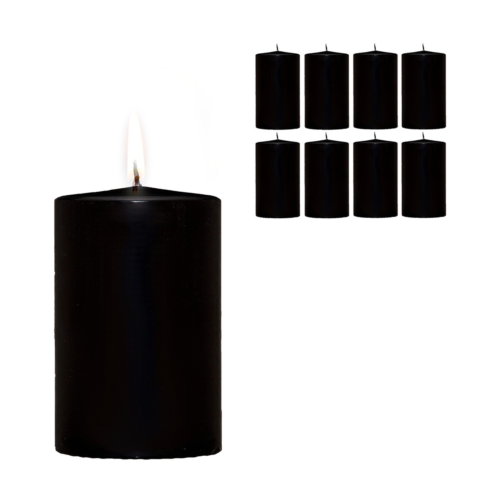 Candelo Stumpenkerze Weihnachtskerzen 8er Set – Schwarze Stumpenkerzen für Adventskranz