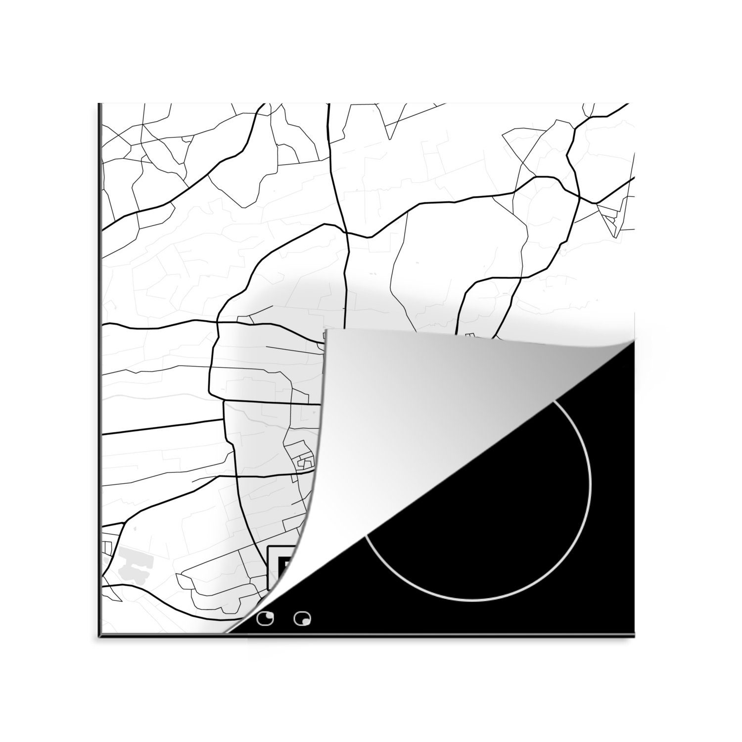 MuchoWow Herdblende-/Abdeckplatte Stadtplan - Bocholt - Karte, Vinyl, (1 tlg), 78x78 cm, Ceranfeldabdeckung, Arbeitsplatte für küche