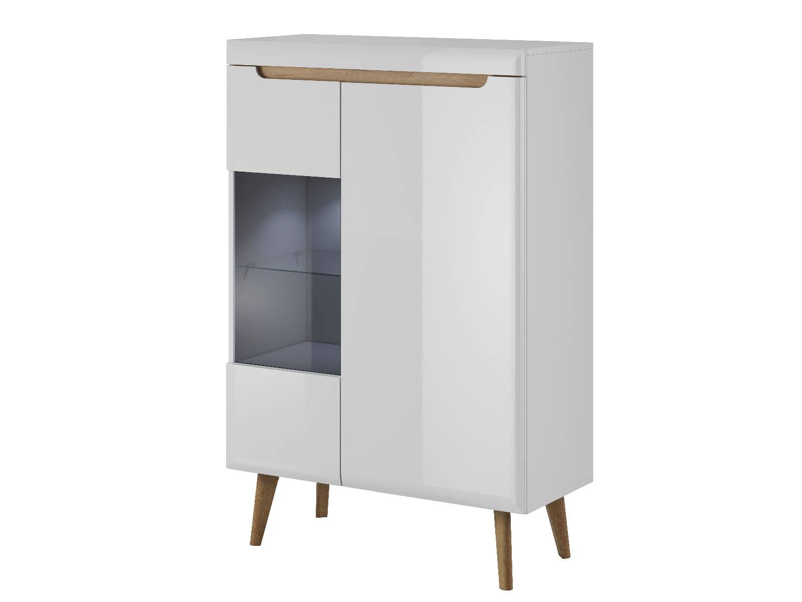 yourhouse24 Glasvitrine Nordi 90x134x40 Artisan Eiche, Weiß/Eiche Rivier