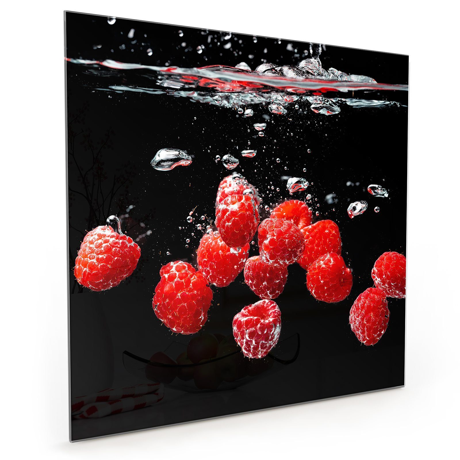 Primedeco Küchenrückwand Küchenrückwand Spritzschutz Glas mit Motiv Heidelbeeren im Wasser