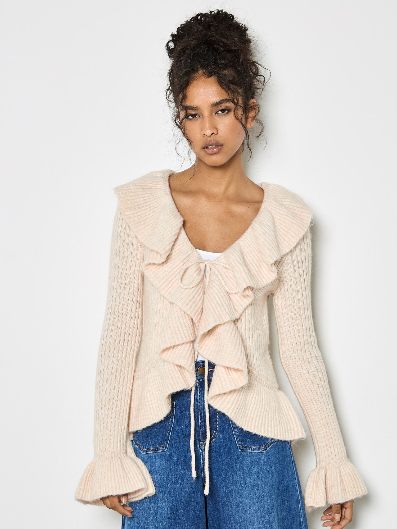 Apricot Cardigan Kurzer Cardigan mit Rüschen günstig online kaufen