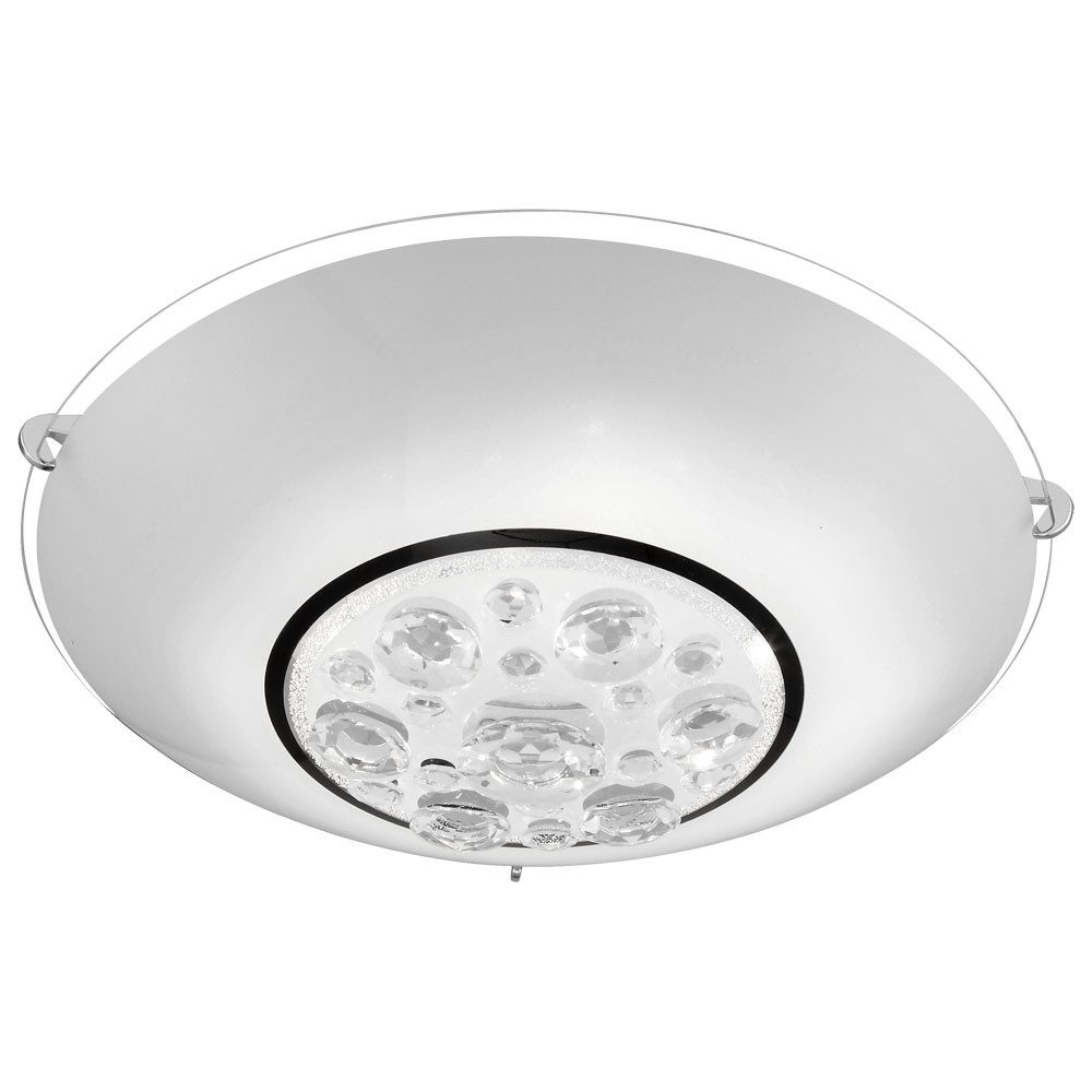 GLOBO LIGHTING LED Deckenleuchte, LED-Leuchtmittel fest verbaut, Warmweiß, LED 8 Watt Decken Lampe rund Glas Lampenschirm Kristalle klar Leuchte