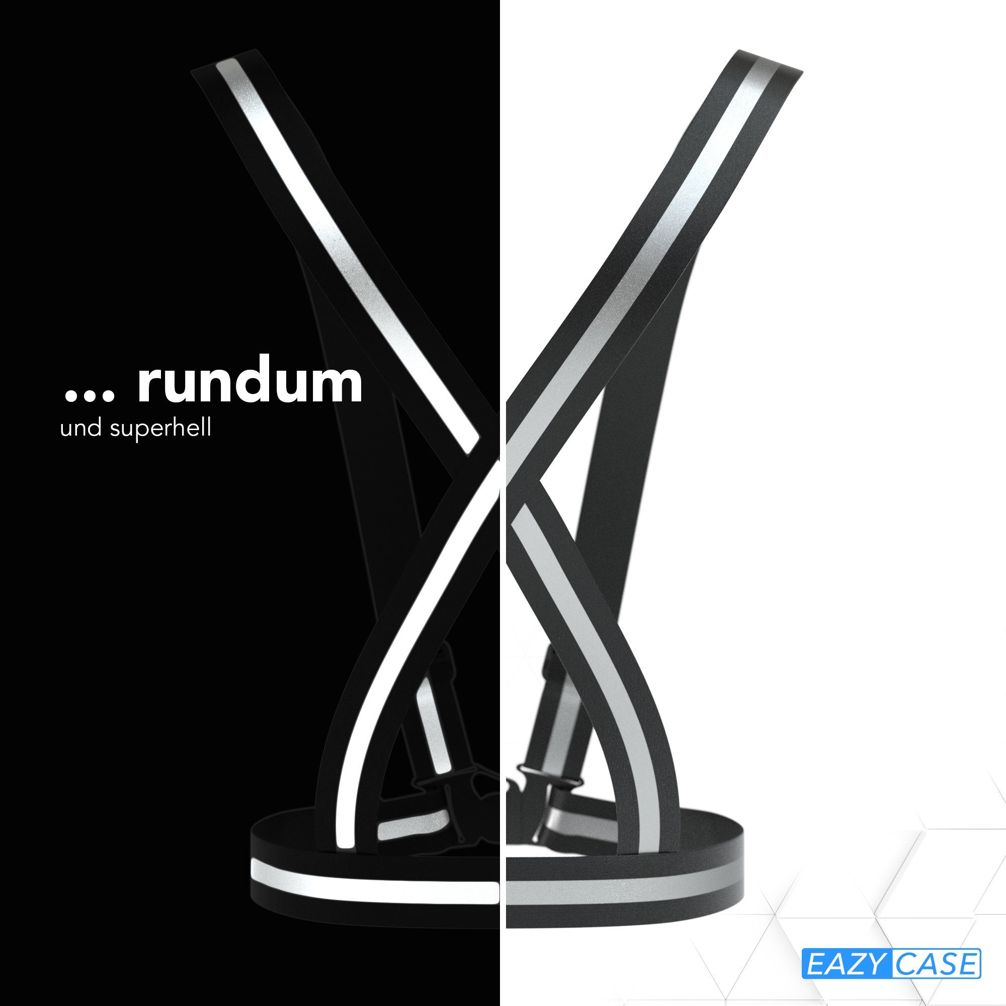 EAZY CASE Warnweste Universal Warnweste mit Schnalle Uni Reflektorweste Joggen flexibel reflektierend Leuchtweste Schwarz