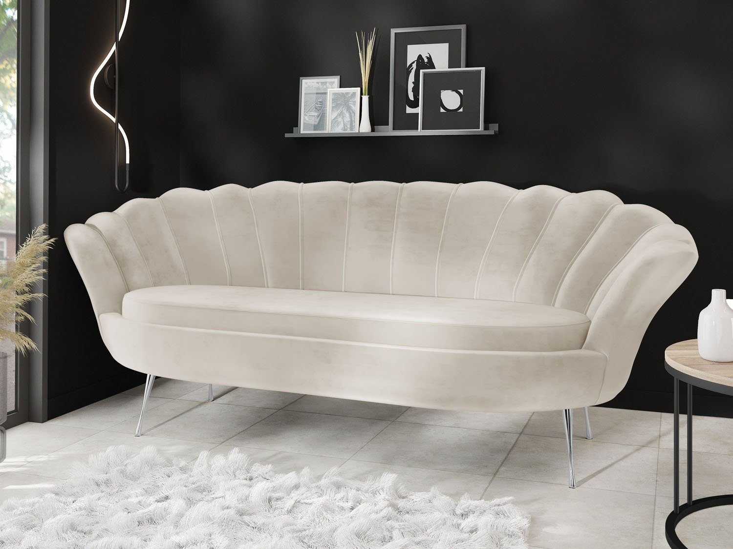 WFL GROUP Sofa Muschel, Samt 3-Sitzer günstig online kaufen