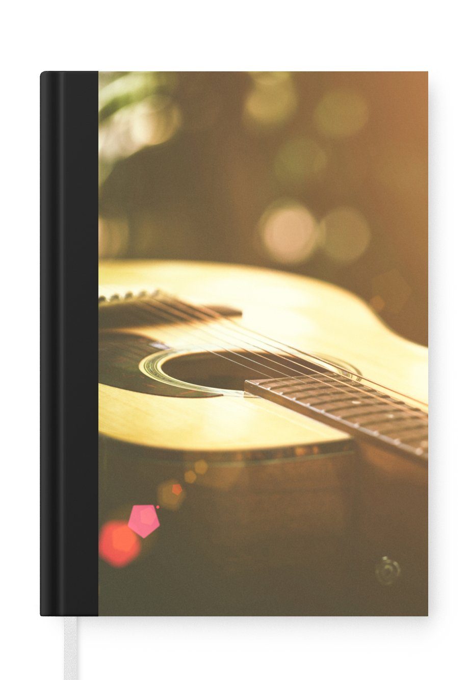 MuchoWow Notizbuch Abstraktes Porträt einer akustischen Gitarre, Journal, Merkzettel, Tagebuch, Notizheft, A5, 98 Seiten, Haushaltsbuch