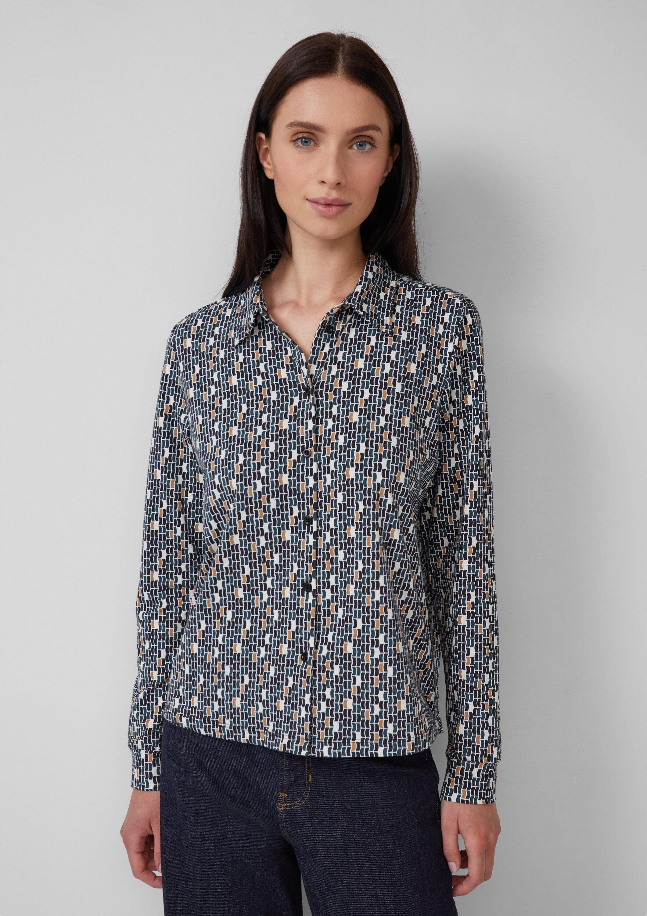 s.Oliver Langarmbluse T-Shirt Elastische Jerseybluse mit All-over-Print günstig online kaufen