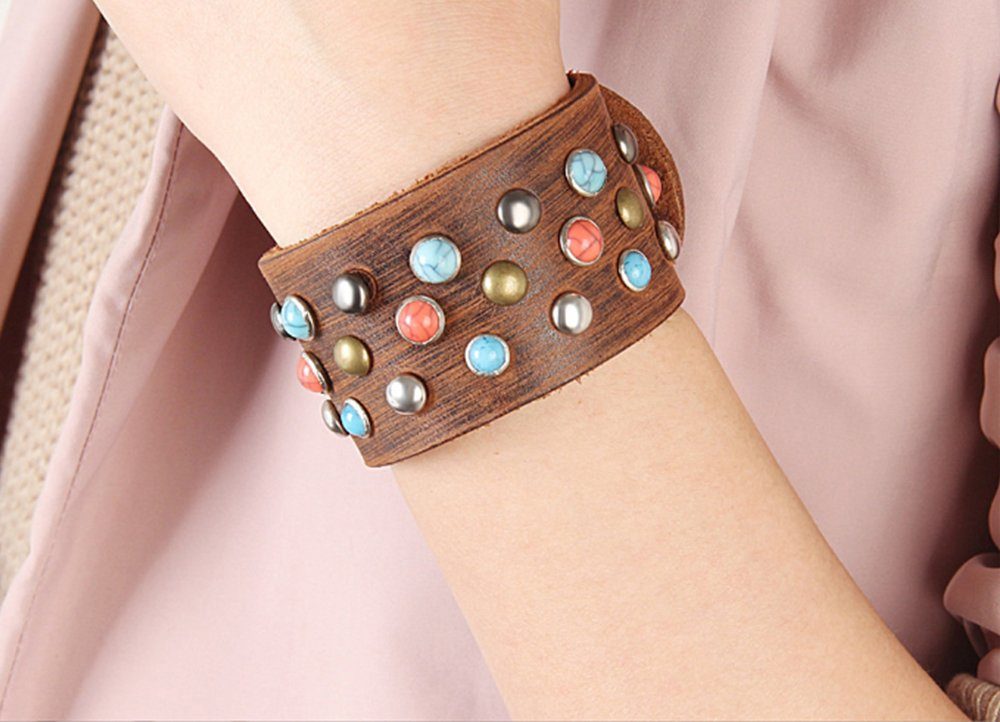 axy Lederarmband Damenarmband Leder Armband Breit