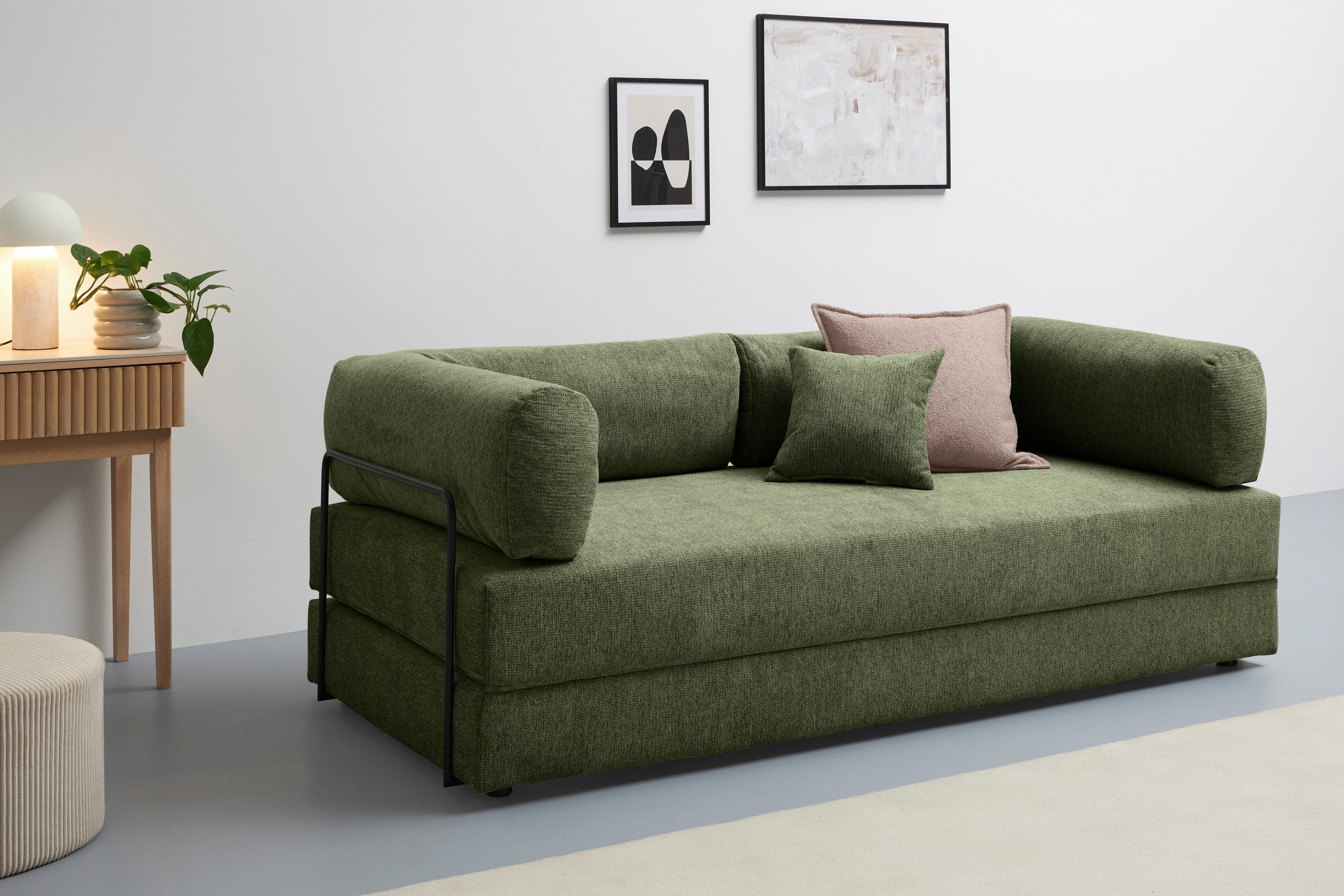 homsy by Ana Johnson Schlafsofa Folda, Dauerschläfer, Breite 206 cm, Liegefläche 181x198 cm, mit Bett-/Schlaffunktion, inkl. 1x Zierkissen, Tonnentaschenfederkern