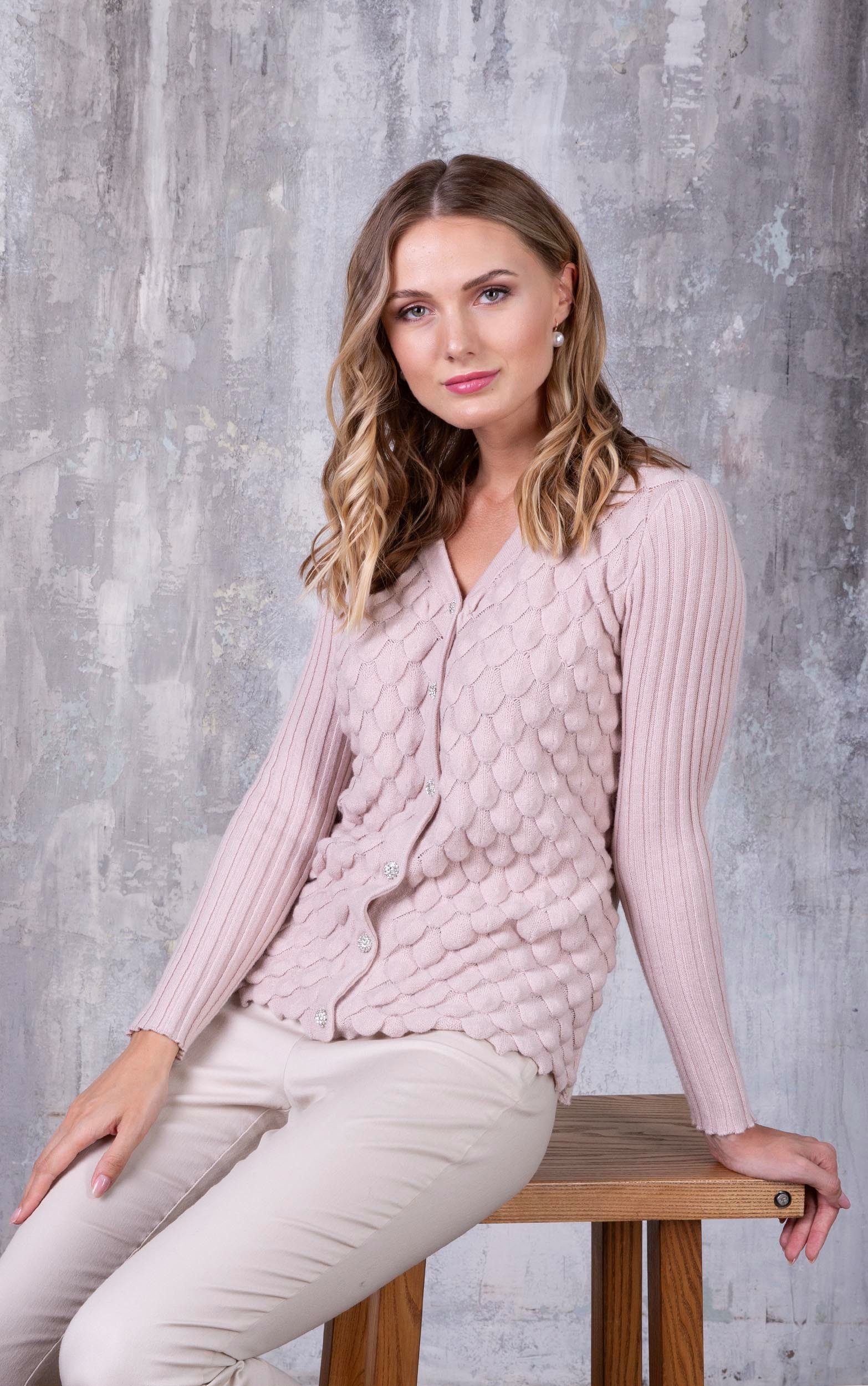 Passioni Strickjacke aus Strukturstrick mit dekorativen günstig online kaufen