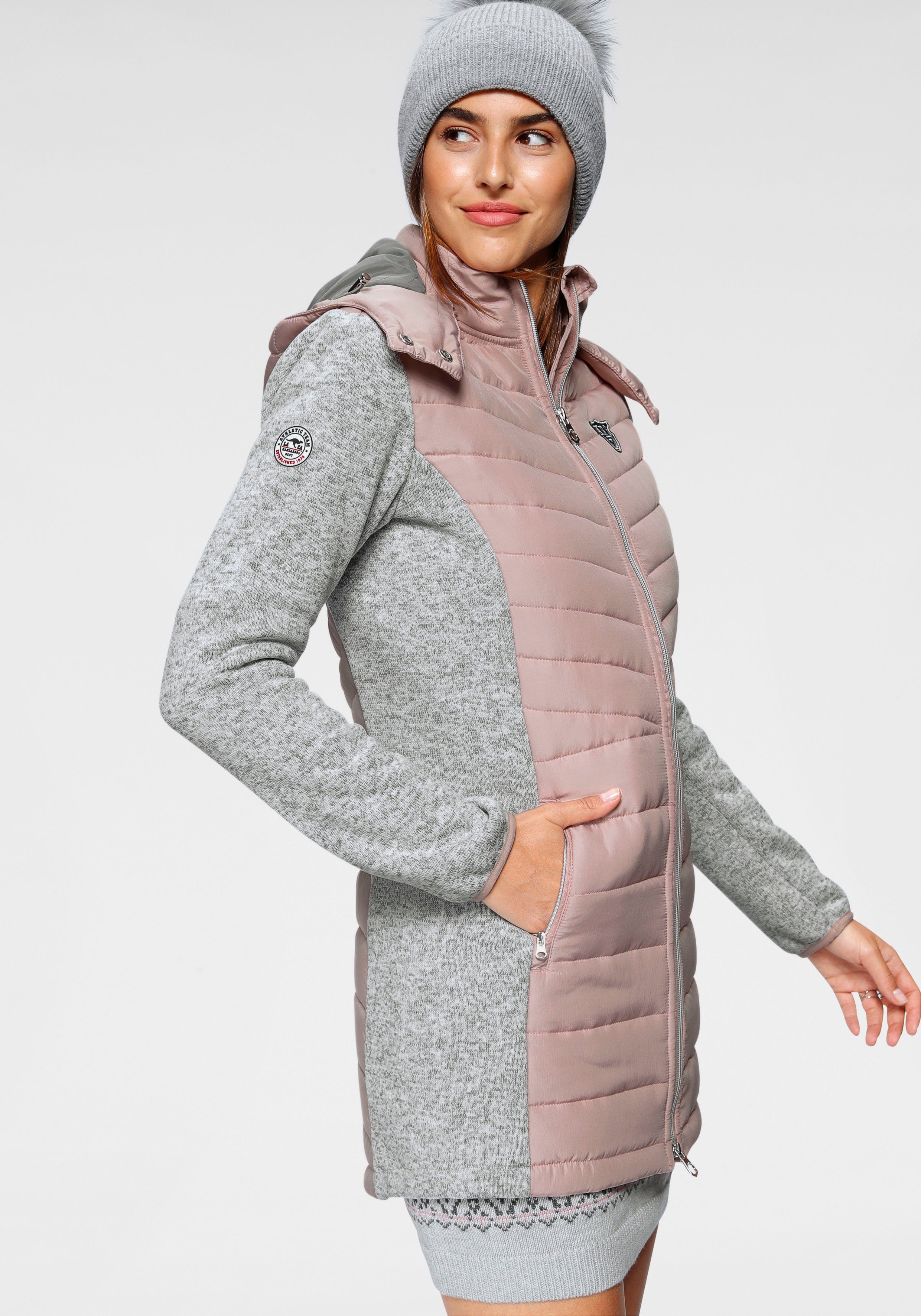 nachhaltigem im trendigen Material) aus 2-In-1 KangaROOS Look (Jacke Langjacke grau-rosa