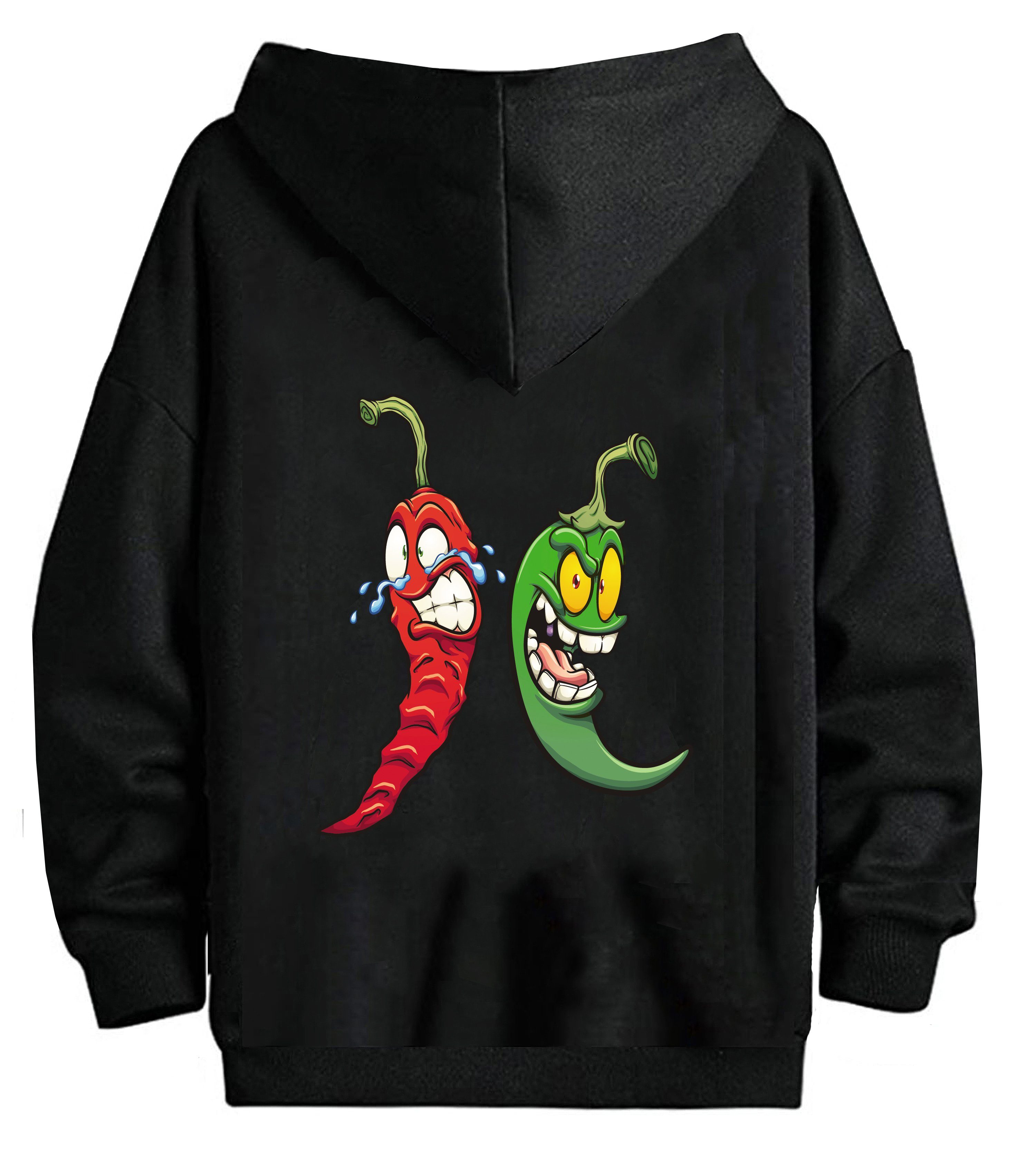 Kapuzenpullover Herren Pullover Hoodie mit Kapuze Pulli mit Taschen Peperoni