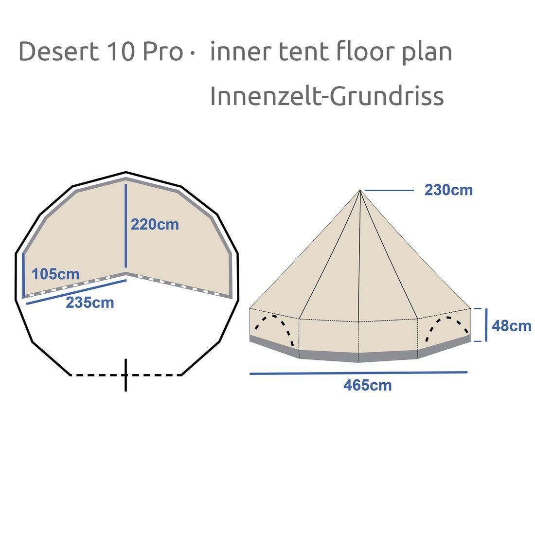 yourGEAR Tipi-Zelt yourGEAR Zelt Desert 10 Pro UV50+ Tipi Familienzelt mit Schlafkabine, Personen: 10
