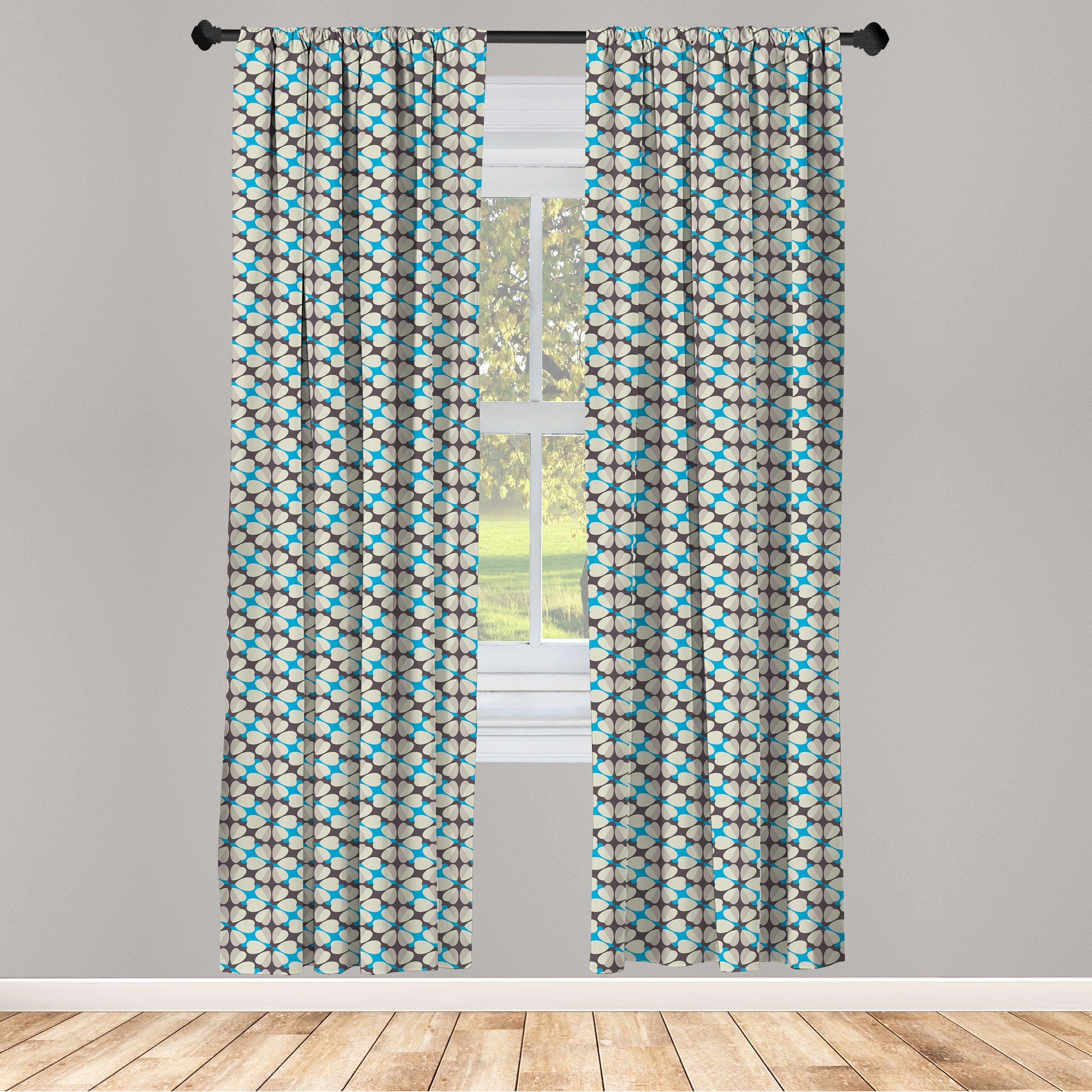 Gardine Vorhang für Wohnzimmer Schlafzimmer Dekor, Abakuhaus, Microfaser, Blumen Gänseblümchen und Diamanten