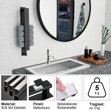 DTC GmbH Handtuchhalter Ohne Bohren Handtuchhalter Selbstklebend für Bad mit 2 Handtuchhaken, Handtuchhalter Wand für Badezimmer und Küche