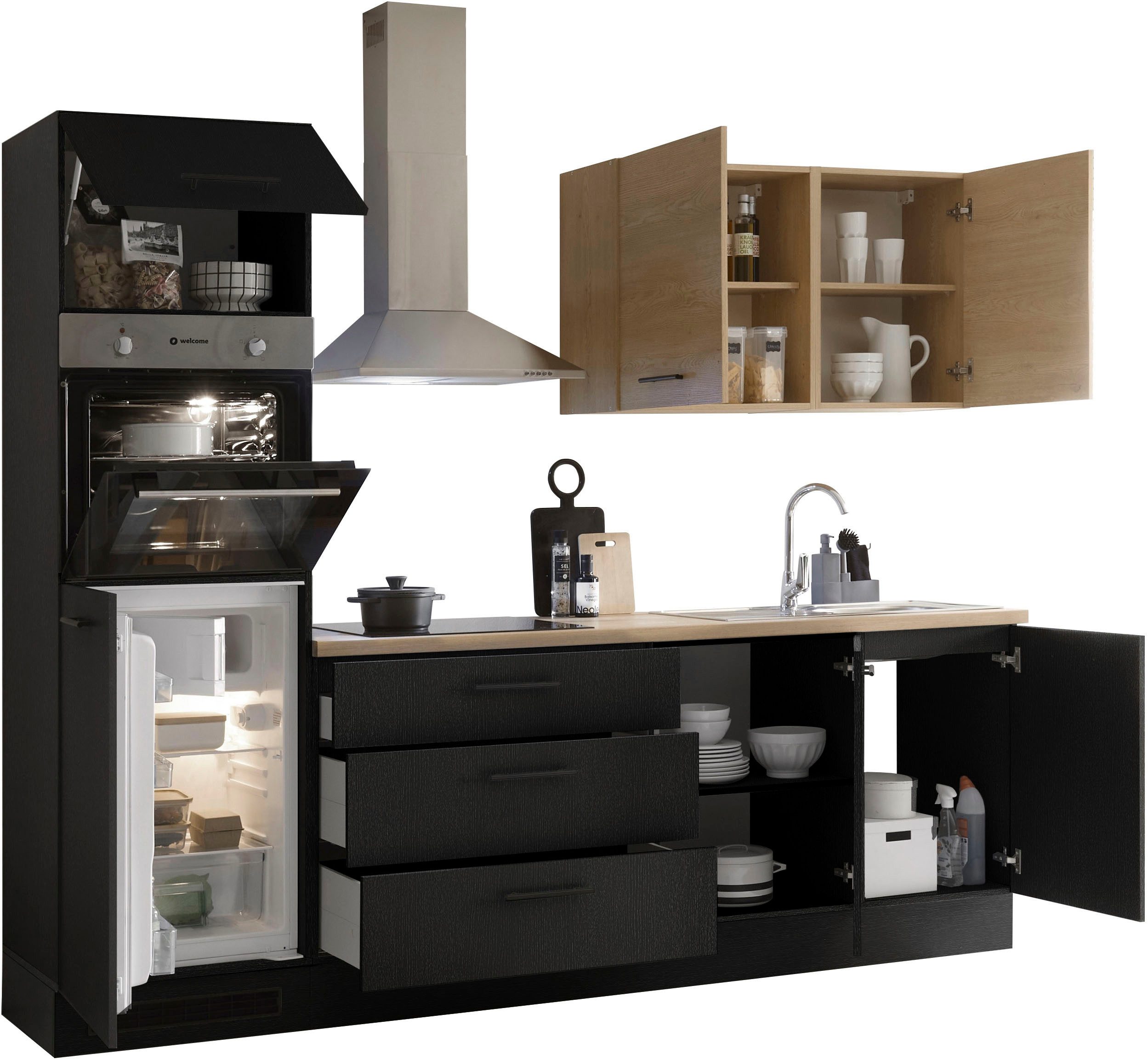 KOCHSTATION Küchenzeile KS-Malfi, Breite 260cm, wahlweise mit E-Geräten, Arbeitsplatte 38mm Stärke – Bild 5 von 5