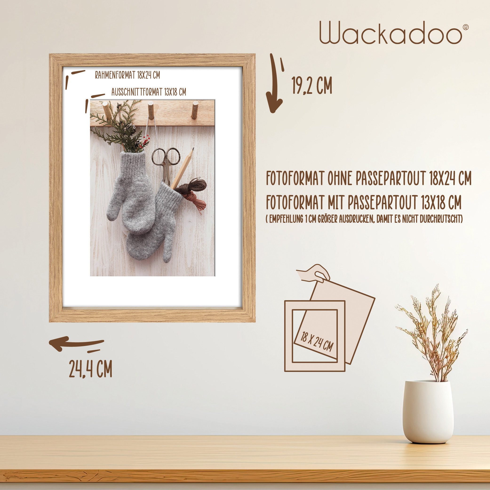 Wackadoo Living Bilderrahmen Serie Nordic MDF Holz mit Glasscheibe und Pass günstig online kaufen