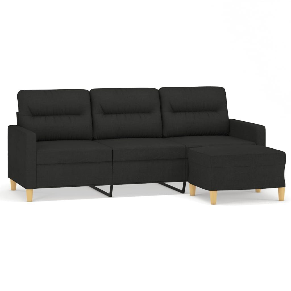 DOTMALL Sofa Gruppe Ecksofa, 3-Sitzer-Sofa mit Hocker,Robuster und stabiler Rahmen Schwarz