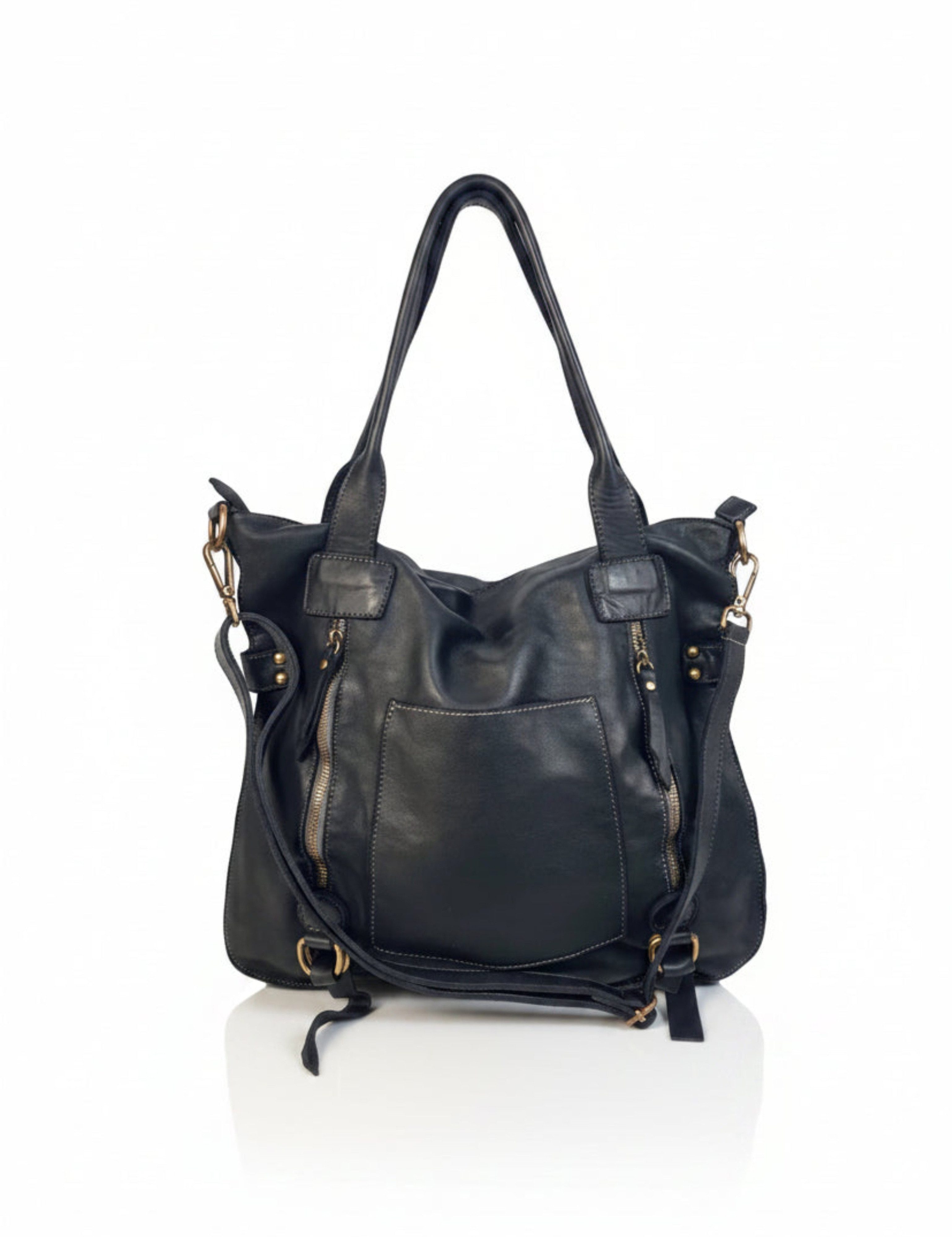 sanumi Schultertasche großer italienischer Ledershopper, Made in Italy, weiches Echtleder