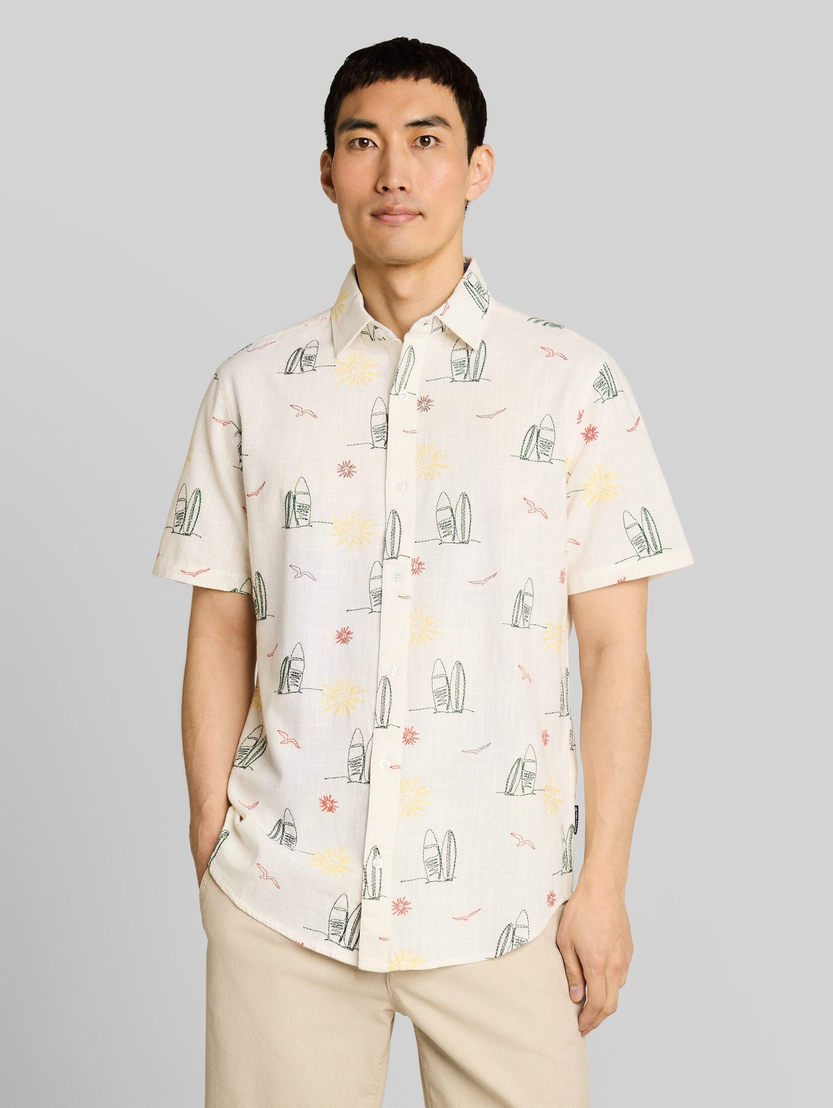 TOM TAILOR Kurzarmhemd Blusen & Shirts Regular Fit Kurzarmhemd mit Stickereien