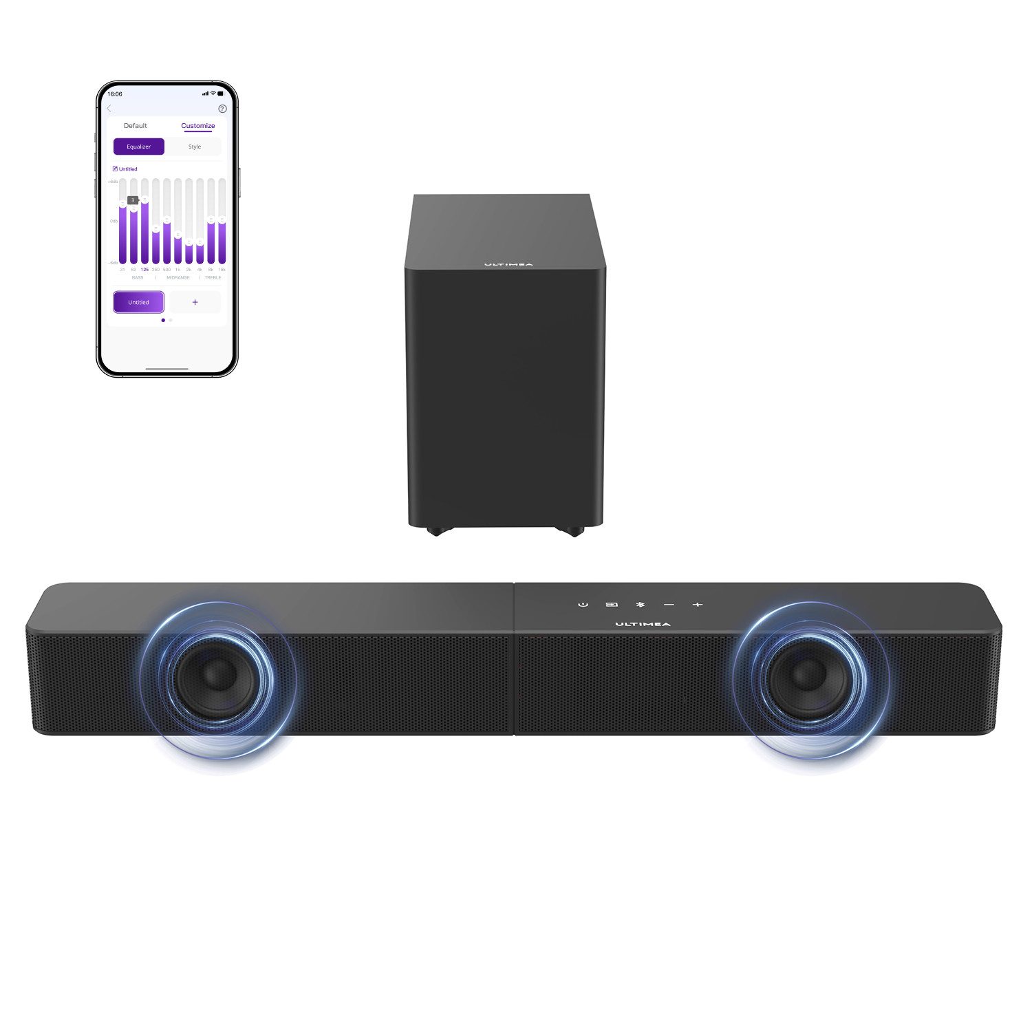 Ultimea Poseidon R3T TV Soundbar 2.1 (240 W, 5,25'' kabelloser Subwoofer, Bluetooth 6.0)