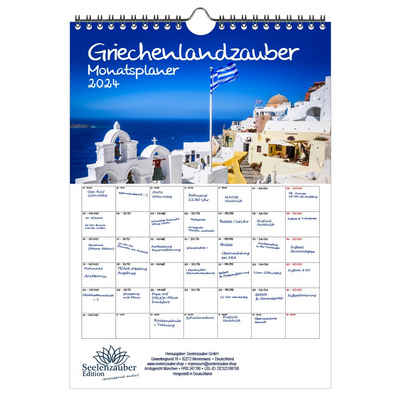 Seelenzauber Wandkalender Griechenlandzauber Planer DIN A4 Kalender für 2024 Athen Mykonos Kreta