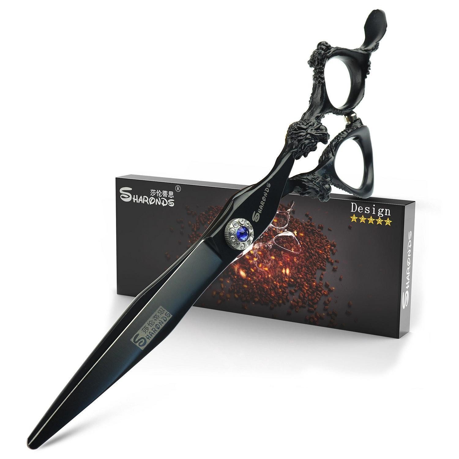 LuxusKollektion Haarschere Friseurschere Set 7 Zoll Schwarz Drache