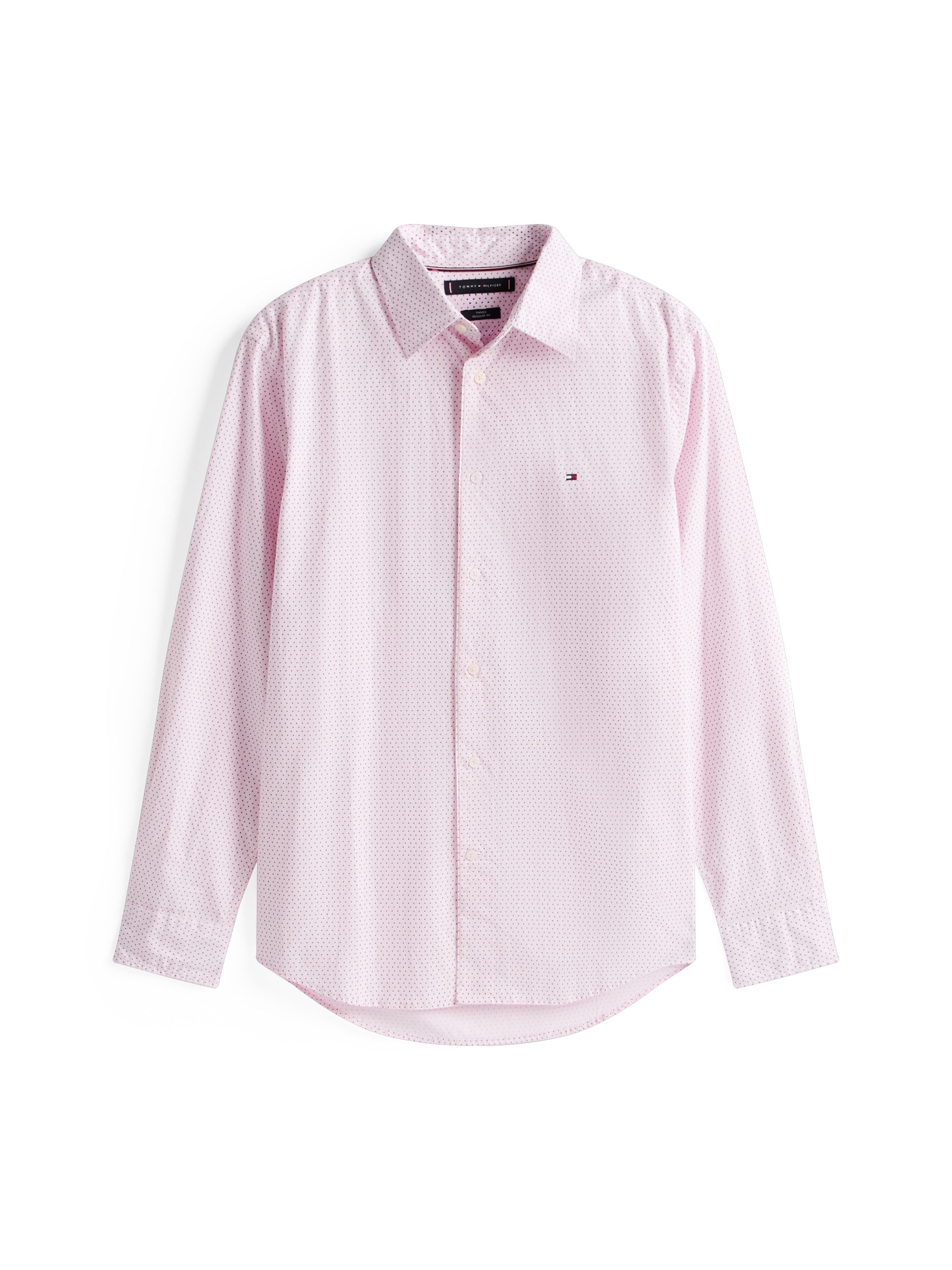 Tommy Hilfiger Langarmhemd FLEX POPLIN MINI PRINT Regular Fit SHIRT regular fit, Kentkragen